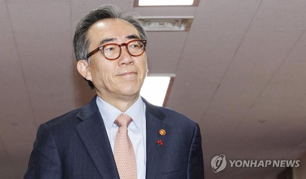 Foreign Minister Cho Tae-yul appears at the government complex in central Seoul for a Cabinet meeting in this file photo taken Jan. 23, 2024. (Yonhap)