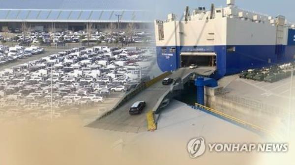 This graphic produced by Yo<em></em>nhap News TV depicts South Korea's automobile export activities. (PHOTO NOT FOR SALE) (Yonhap) 