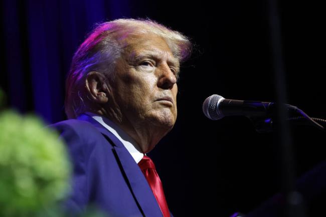 FILE - Former President Do<em></em>nald Trump speaks at a fundraiser event for the Alabama GOP, Friday, Aug. 4, 2023, in Montgomery, Ala. (AP Photo/Butch Dill, File)