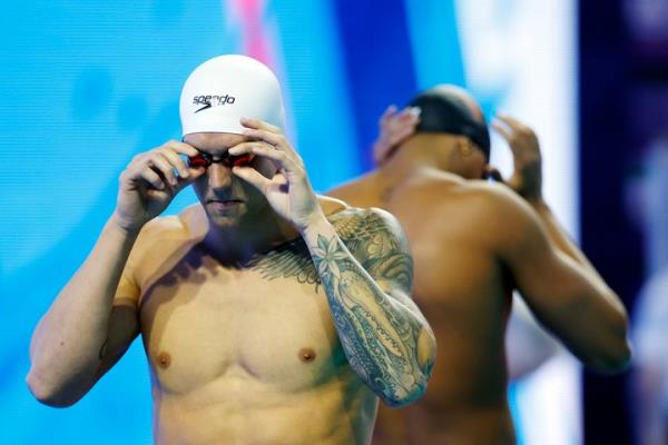 Caeleb Dressel had a rough first race at the Phillips 66 Natio<em></em>nal Champio<em></em>nships at Indiana University Natatorium on June 27, 2023.