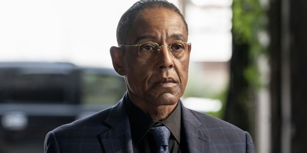 Gus Fring in a black suit in Breaking Bad