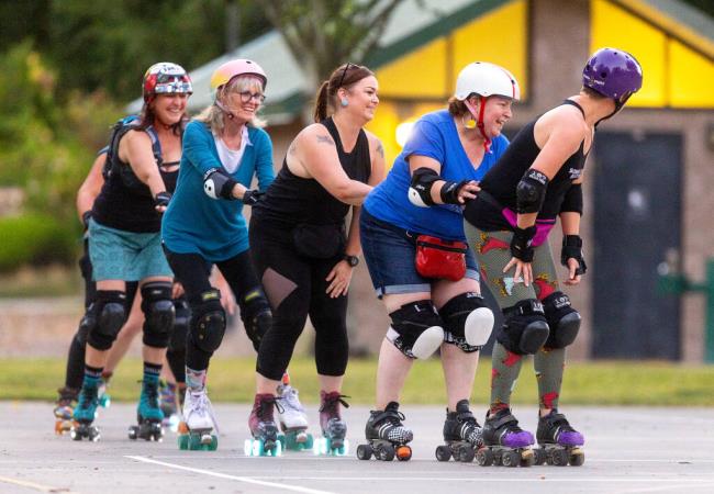 Roller derby enthusiasts from around So<em></em>noma County gathered for a skate night at Vintage Meadows Park in Cloverdale, Tuesday, July 25, 2023. (John Burgess / The Press Democrat)